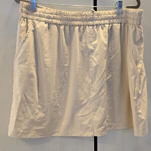 Cream Elastic Waist Skort For Hiking